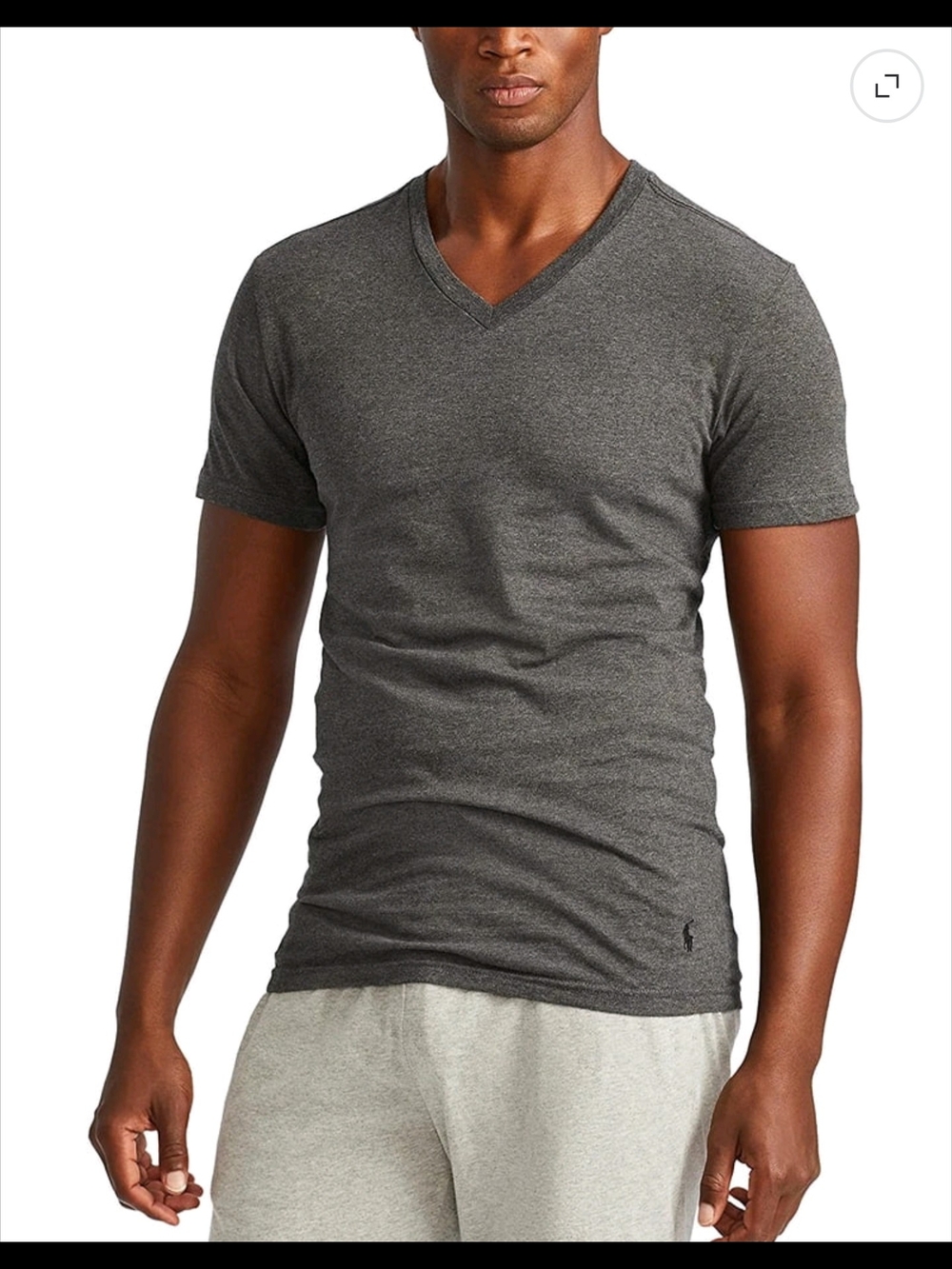 Polo by Ralph Lauren Men's V-Neck Tee - Dark Heather Gray